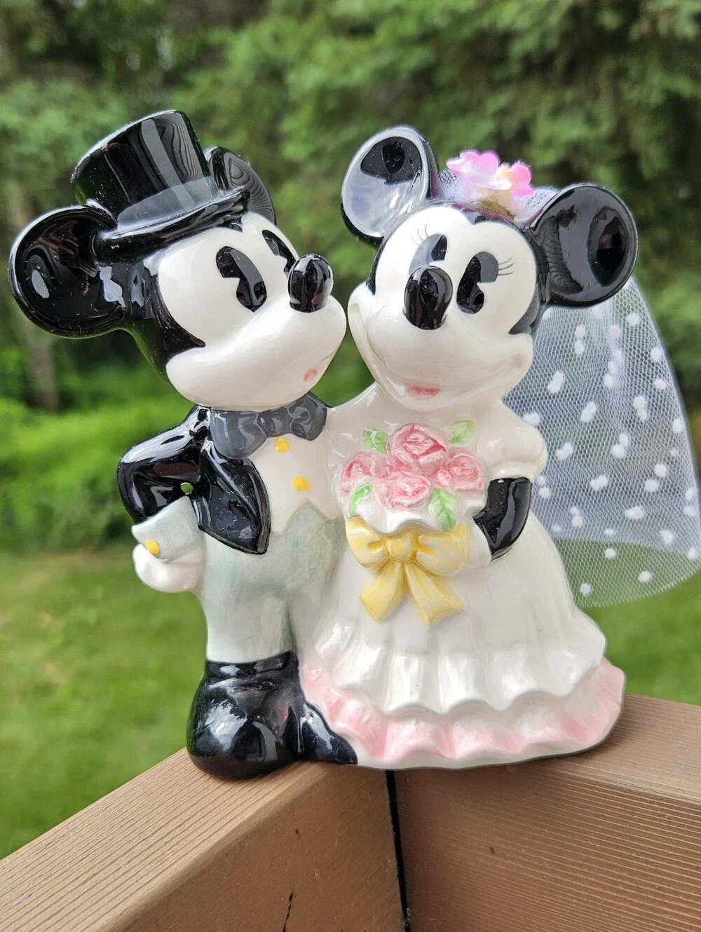 Whimsical Bride & Groom Mickey Minnie Mouse Cake Topper Wedding Gift Disney